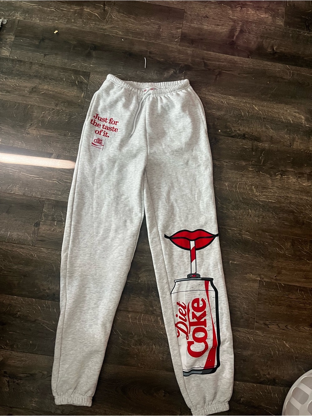 Coca Cola Light Gray Joggers with Red Diet Coke Lip & Can Graphic